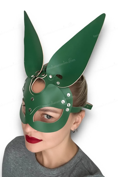 Sofya Passion Fancy Mask with Ears in Leather Look, Costume Accessory