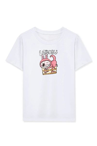 CVS GİYİM Girl Labubu Kids Printed T-Shirt - White