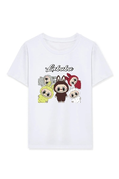 Vacrol Girl Labubu Kids Printed T-Shirt - White