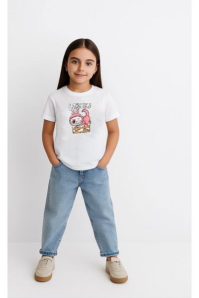 CVS GİYİM Girl Labubu Kids Printed T-Shirt - White