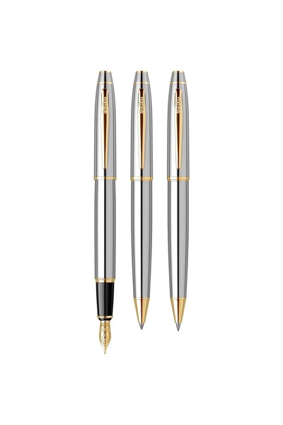 Scrikss WizDesign 35 DOLMA KALEM + TÜKENMEZKALEM + VERSATİL SET GOLD KROM (GA...