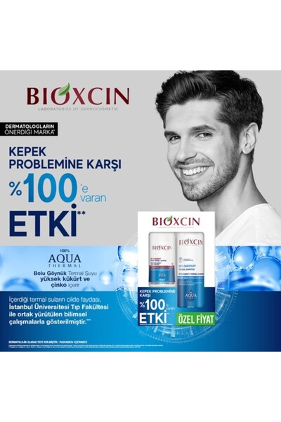 Bioxcin Aqua Kepek Karşıtı Termal Şampuan 300 Ml + Yoğun Kepek Karşıtı Termal Şampuan 200 Ml