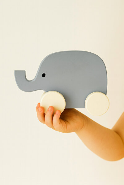 tinyminywoods wooden elephant with wheels toy handmade natural cute fun decor toys