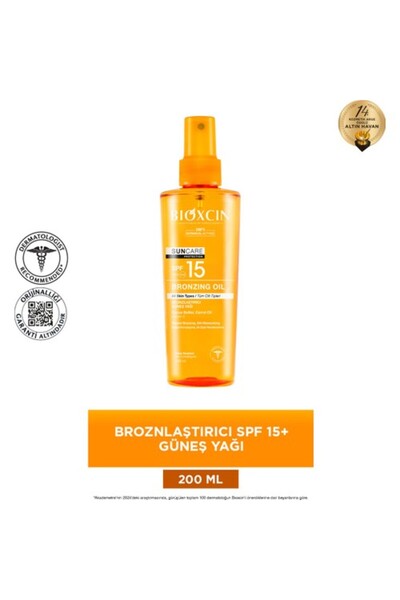 Bioxcin Sun Care Bronzlaştırıcı Güneş Yağı Spf15 200 Ml