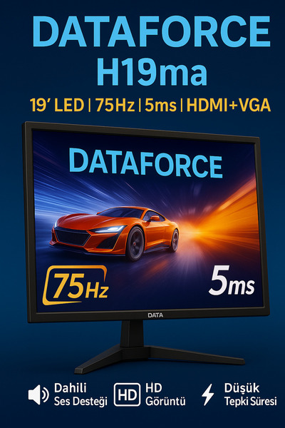 DataForce 19" 75HZ 5MS HDMı+VGA SESLİ HD LED MONİTÖR