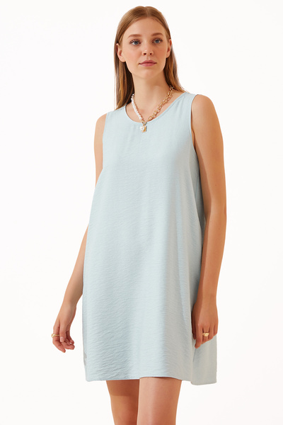 Lovelyİstanbul Αμάνικο λινό φόρεμα βισκόζης LJH0001 SKY BLUE