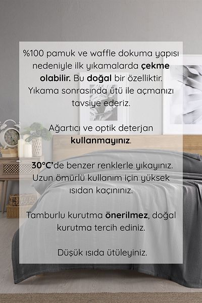 Sevim Double Waffle Pike 210X230Cm, 100% Cotton, Honeycomb Design, Indigo