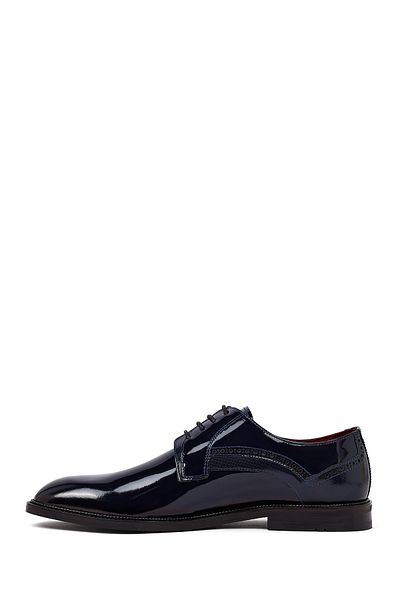 Derimod Men's Navy Blue Lace-Up Patent Leather Classic Shoes 25Wfd603016
