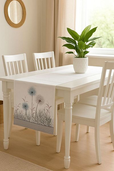 Calista home 40X140Cm Woven Stain Resistant Printed Fabric Tablecloth Decorative Runner Washable Soft