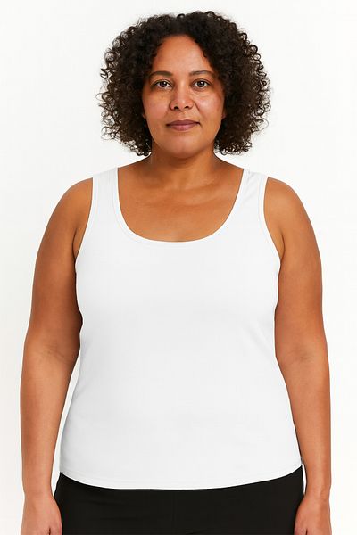 HNX White Cotton Plus Size Thick Strap Women's Undershirt