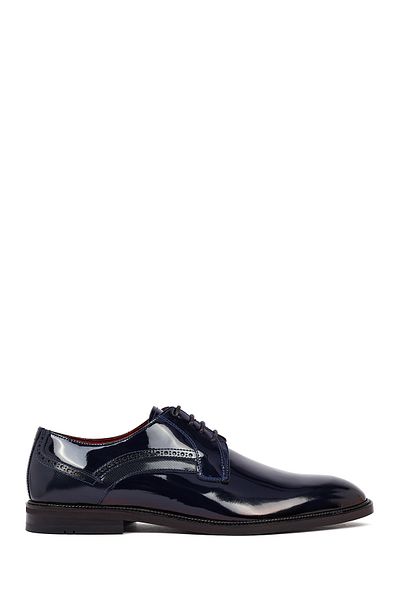 Derimod Men's Navy Blue Lace-Up Patent Leather Classic Shoes 25Wfd603016
