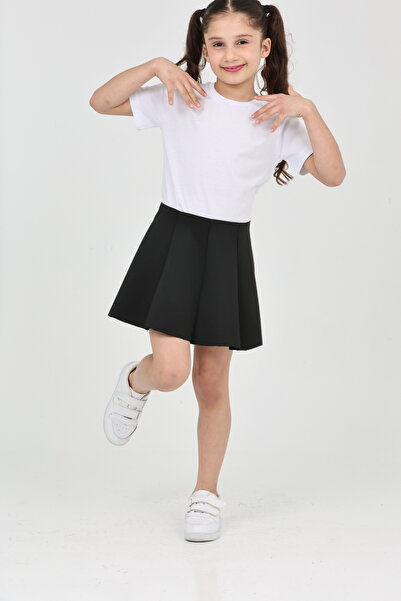 ERDEM KIDS Kız çocuk siyah skuba kloş havuç dilimi günlük, bayramlık, gösteri, parti, özel gün okul etek