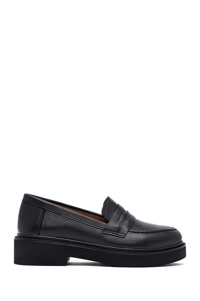 Derimod Women's Black Leather Masculine Loafer 25Afd130318