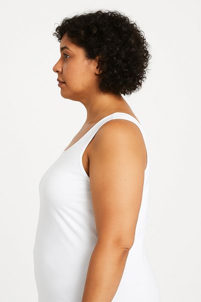 HNX White Cotton Plus Size Thick Strap Women's Undershirt