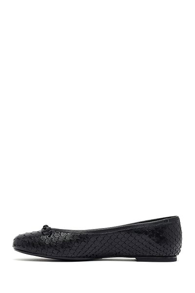 Derimod Women's Black Patterned Leather Ballerinas 25Afd120840