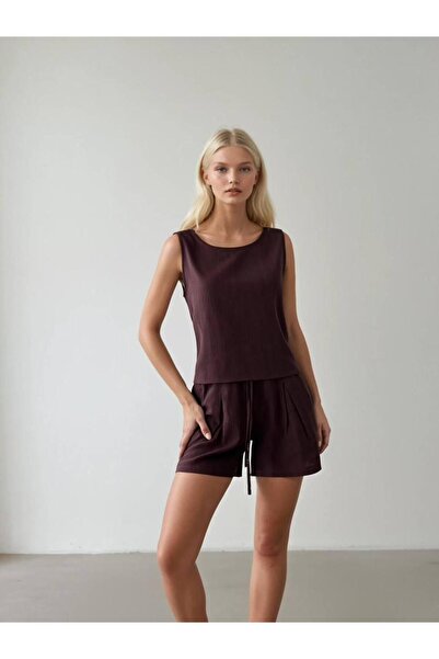 VAZIRADK Shorts and Blouse Linen Set