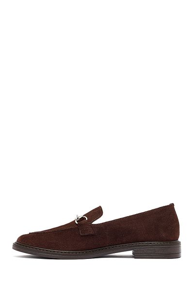 Derimod Women's Brown Buckle Suede Leather Loafer 25Afd130410