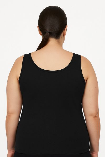 HNX Black Cotton Plus Size Thick Strap Women's Undershirt