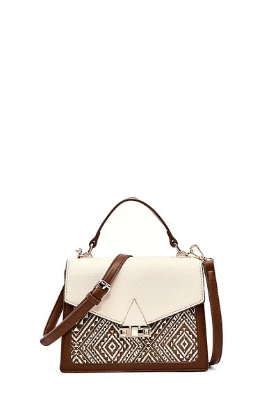 Derimod Women's Beige Long Strap Patterned Shoulder Bag 25Sbd263714