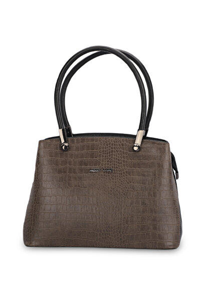 merry lane Geantă de mână ROMA KROKO pentru femei bej-gri