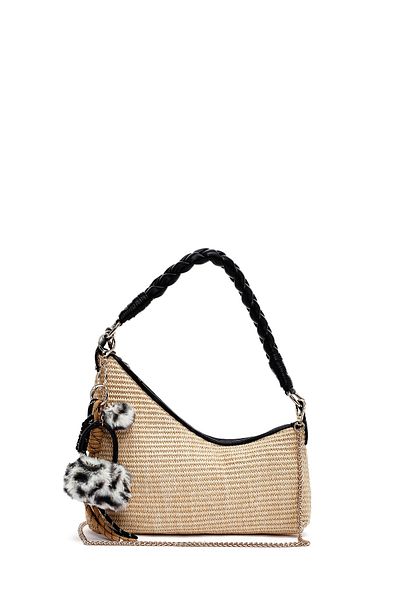 Derimod Women's Straw Shoulder Bag with Cream Accessories 25Sbd2926M7