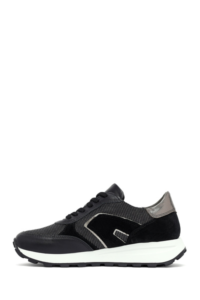 Derimod Women's Black Lace-Up Thick Sole Leather Sneaker 25Afd370614