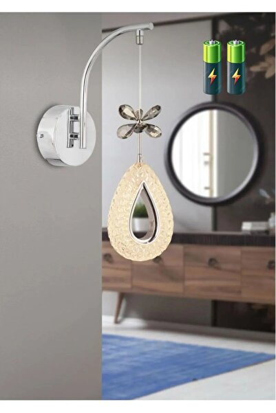 Litra Lighting Candela Model Krom Kaplama Oturma Yatak Mutfak Çocuk Odası Duvar Led Pilli Aplik