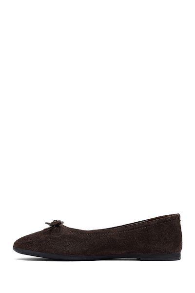 Derimod Women's Brown Suede Leather Ballerinas 25Afd270110