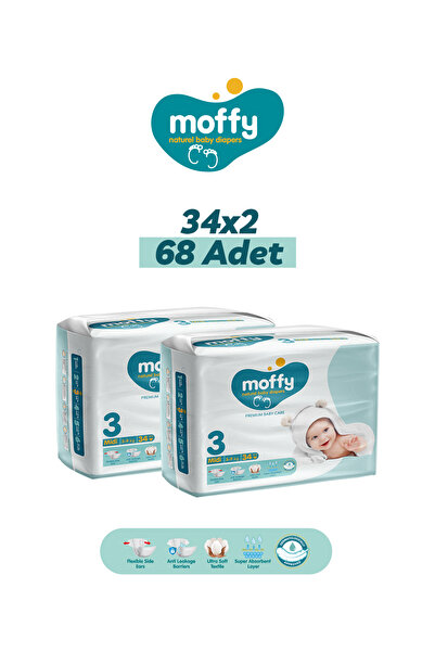 Moffy Twin Midi No 3 Bebek Bezi (34 x 2) 68 Adet