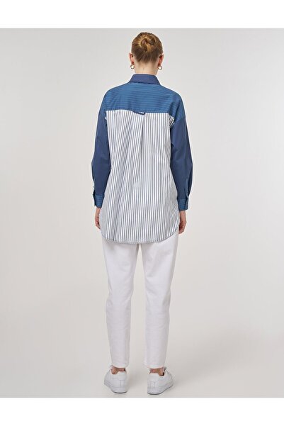 KYR Λεπτομερές βαμβακερό τουνίκ με κουμπί Indigo