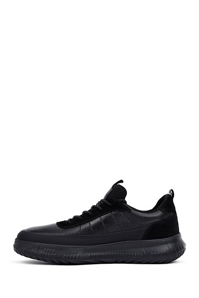 Derimod Men's Black Lace-Up Thick Sole Leather Sneaker 25Wfd650514