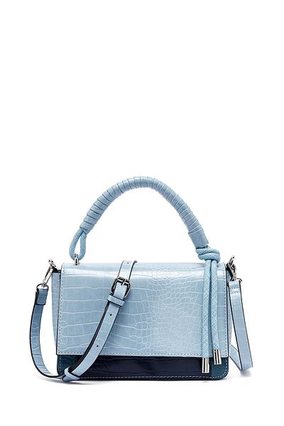 Derimod Women's Blue Long Strap Crocodile Patterned Crossbody Bag 25Abd2706E3