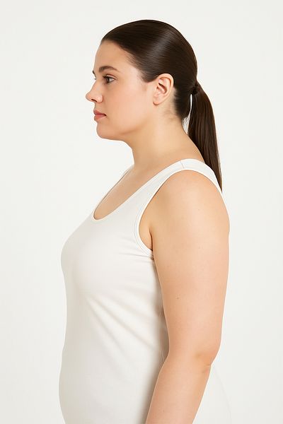 HNX Ecru Cotton Plus Size Thick Strap Women's Undershirt