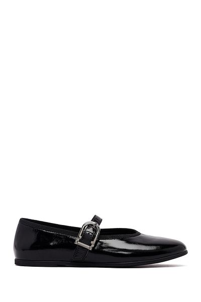 Derimod Women's Black Buckle Patent Leather Ballerinas 25Afd201516