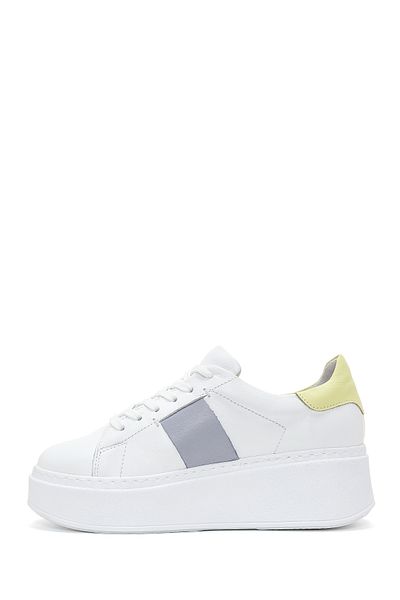 Derimod Women's White Leather Thick Sole Sneaker 23Sfd370418