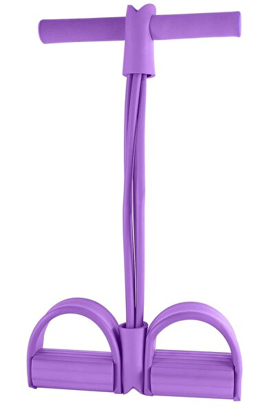 Telvesse 4 Lastik Body Shaper Karın Kol Jimnastik Egzersiz Mekik Çekme Evde Spor Kondisyon Kürek Aleti Mor