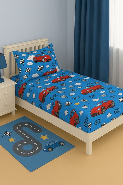 sehra Single Cotton Fitted Sheet + 1 Pillowcase Set Quality Durable Children's Pattern Set