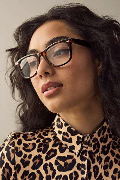 Chunky Frame نظارات شاشة زرقاء اللون بإطار ليوبارد بتصميم متقاطع للجنسين مع فلتر للضوء الأزرق