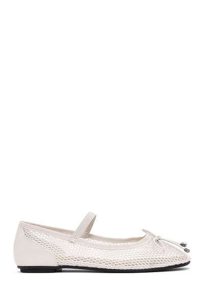 Derimod Women's Beige Fabric Mesh Summer Ballerina Shoes 25Sfe40226F