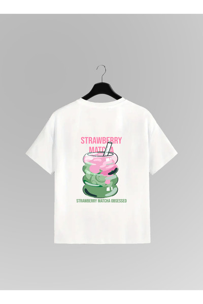 haha تي شيرت بطبعة ماتشا الفراولة