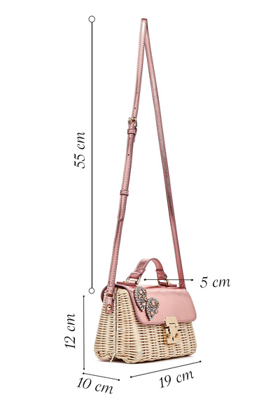 Derimod Women's Pink Accessory Long Strap Straw Crossbody Bag 25Sbd275814