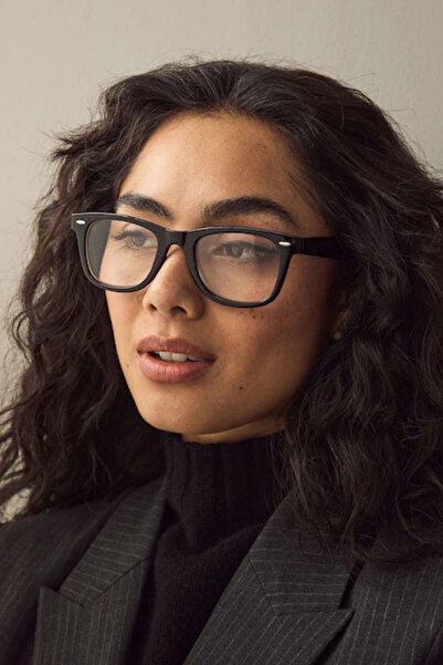 Chunky Frame Wayfarer Unisex Çapraz Kesim Parlak Clasik Mavı Işık Filtreli Bl...