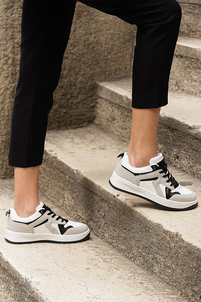 Marjin Women's Sneaker High Sole Sports Shoes Aryan Gray Suede