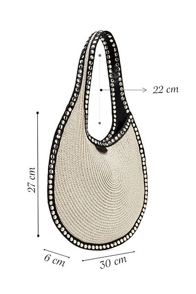 Derimod Women's Beige Straw Shoulder Bag 25Sbd2772M7