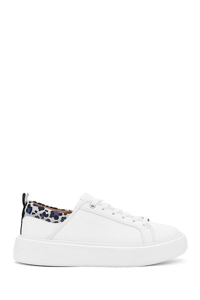 Derimod Acbc X Derimod Women White Lace-Up Leopard Detail Sneaker 25Sfd435014