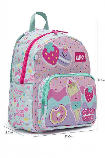 Wia 2 Compartment Ice Cream Kindergarten Backpack Water Green Wg-1026