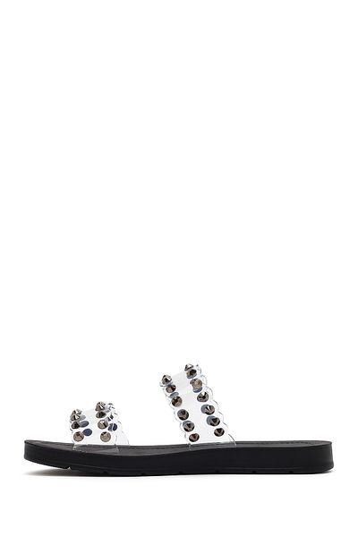 Derimod Women's Black Transparent Stone Slippers 25Sfe4600Pv