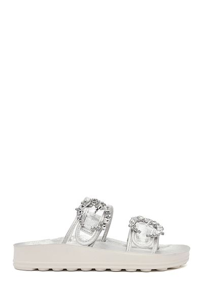 Derimod Women's Transparent Double Buckle Stone Slippers 25Sfe460718