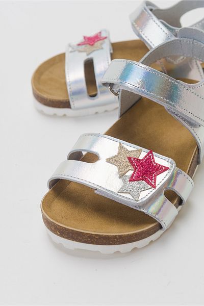 mnpc Girl's Silver Genuine Leather Daily Children's Sandals