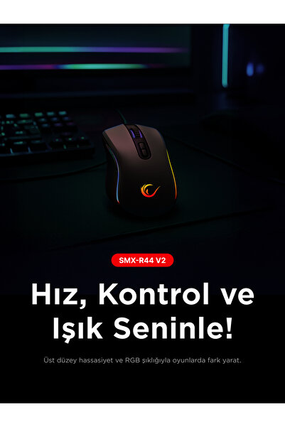 Rampage Mouse Gaming Smx-r44, Iluminare Rgb, 6400 Dpi, 7 Butoane Programabil, Negru